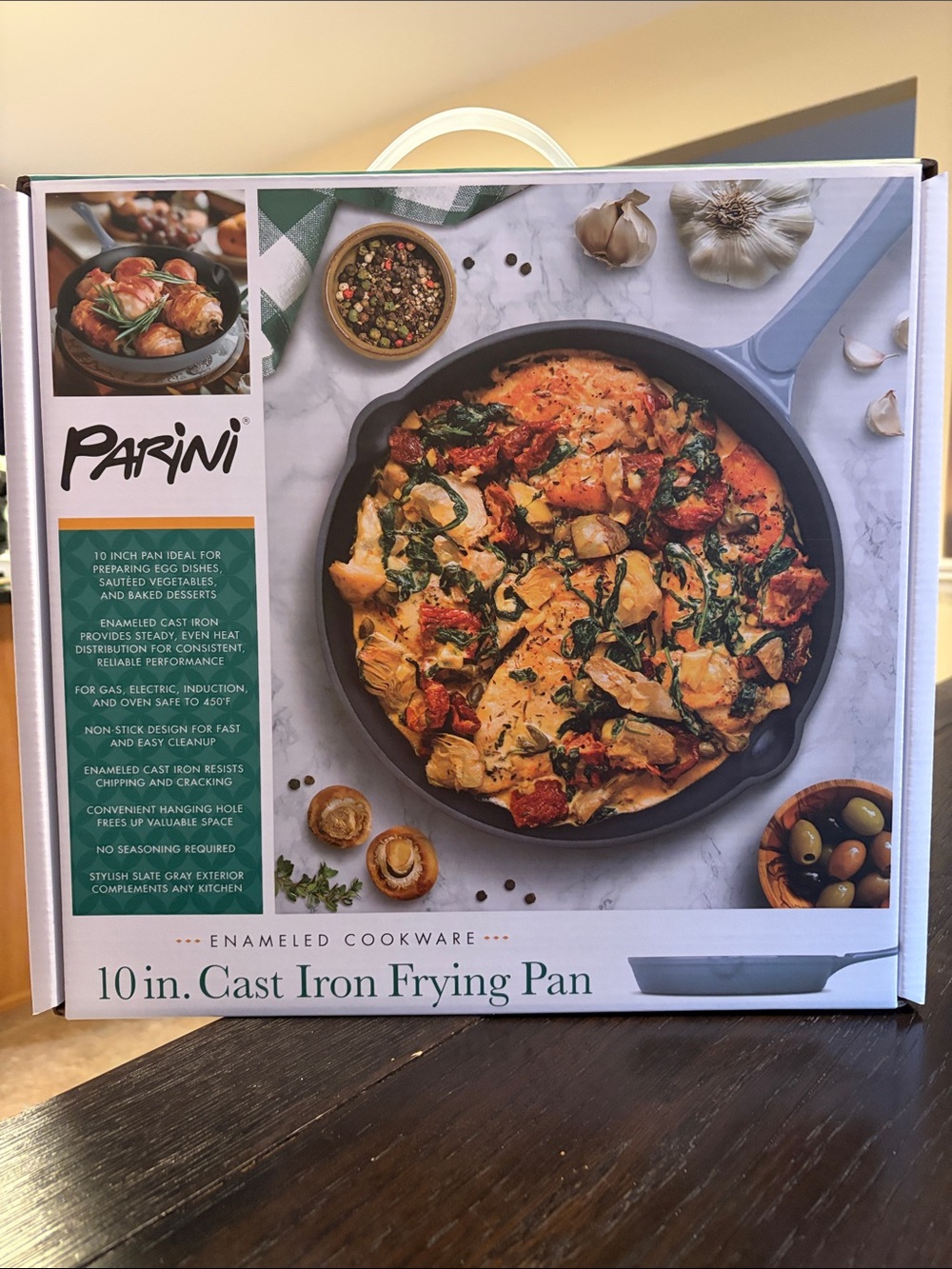 Parini 10 in. Enameled Cast Iron Frying Pan - Slate Gray